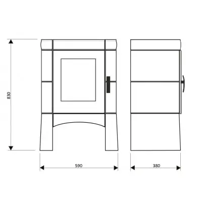 Soba pe lemne Domofire Piccolo, 6 kW, crem‑verde