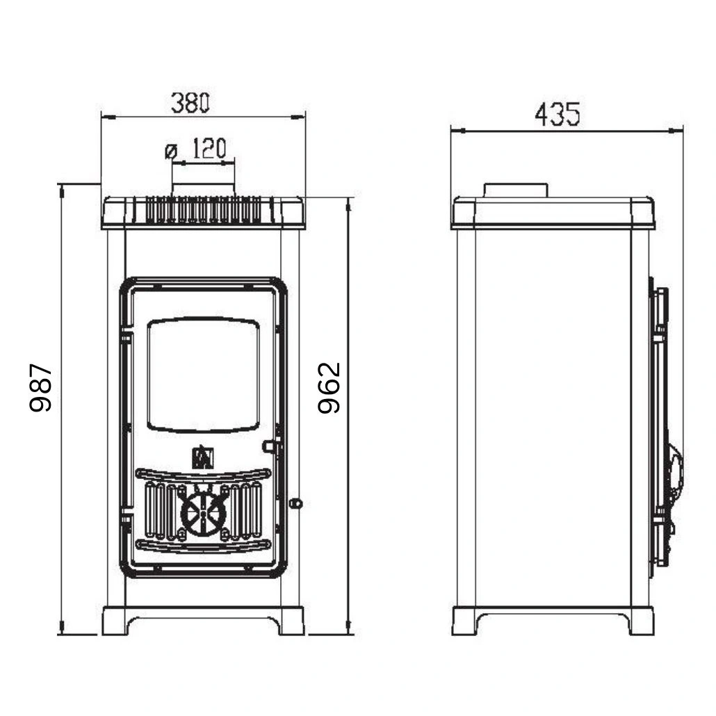 Soba de fonta DORA 10 N Verde - 7.2kW
