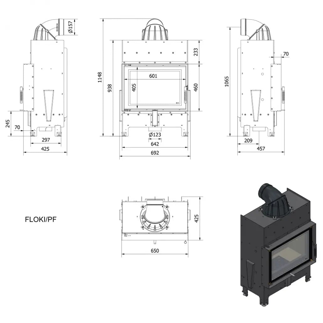 Focar cu randament crescut Flotek 8 kw